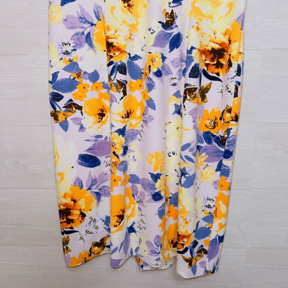 Preston & York Women's Size 16 Short Sleeve Floral Print V Neck Sheath Dress - Picture 6 of 8